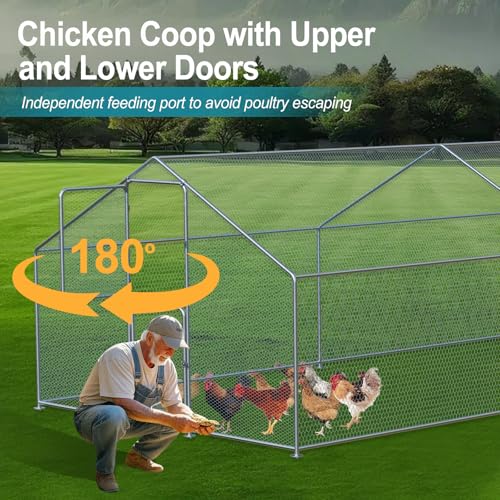 Large Chicken Coop, Chicken Coops for 30 Chickens, Chicken Runs for Yard with Water Poof & UV Resistance Cover