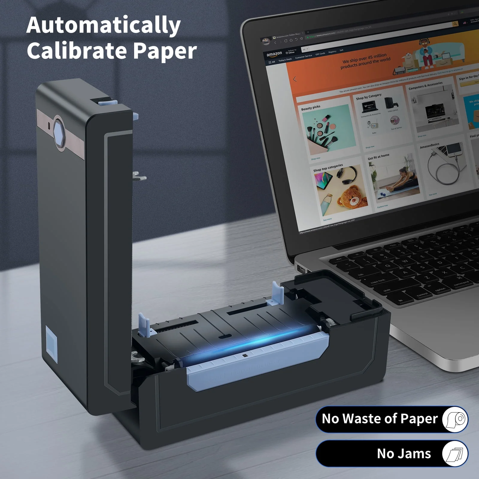 JADENS Thermal Label Printer, 4''x6'' Bluetooth Label Printer for Shipping Packages, Compatible with Windows Smartphone