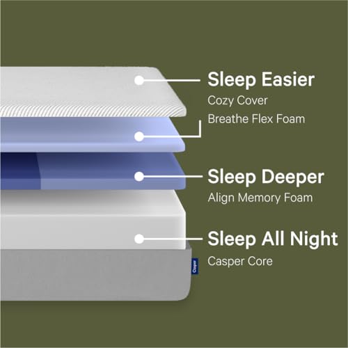 Casper Sleep Original Foam, Memory Foam Mattress, Full Size - Medium Firm Bed in a Box with Zoned SupportTM - 100-Night Trial - 10 Year Warranty