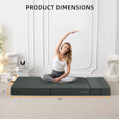 Convertible Folding Sofa Bed-Sleeper Chair with Pillow, Modern Linen Fabric Floor & Futon Couch