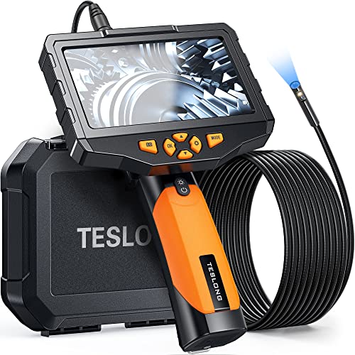Teslong Inspection Camera, Dual Lens Borescope Camera with Light, NTS300 5" IPS Industrial Endoscope