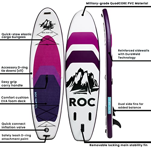Roc Inflatable Stand Up Paddle Boards with Premium SUP Paddle Board Accessories, Wide Stable Design, Non-Slip Comfort Deck for Youth & Adults