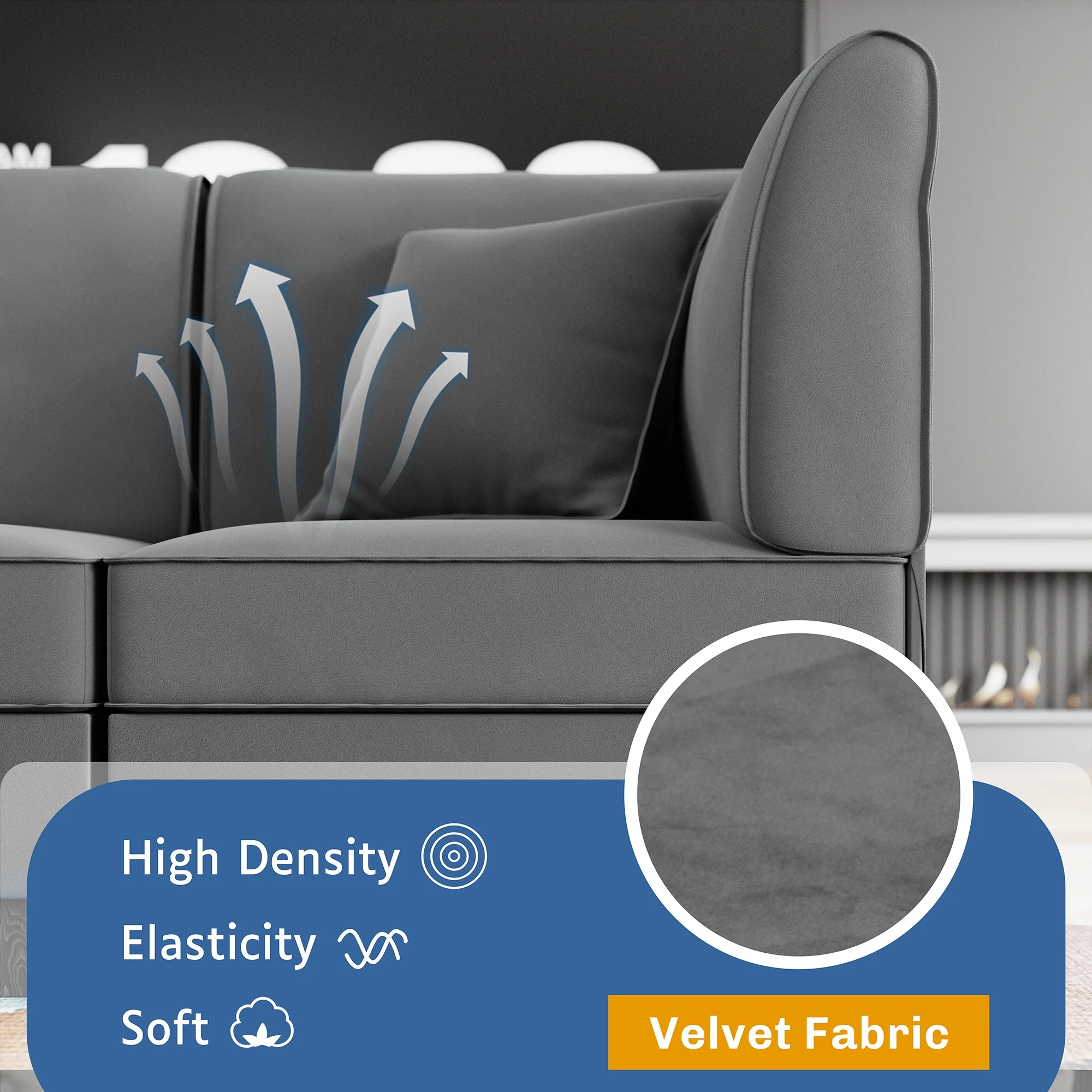 Walsunny Modular Sectional Sofa with Reversible Chaise, U-Shape Convertible Sectional Walsunny Couch with 6 Seats