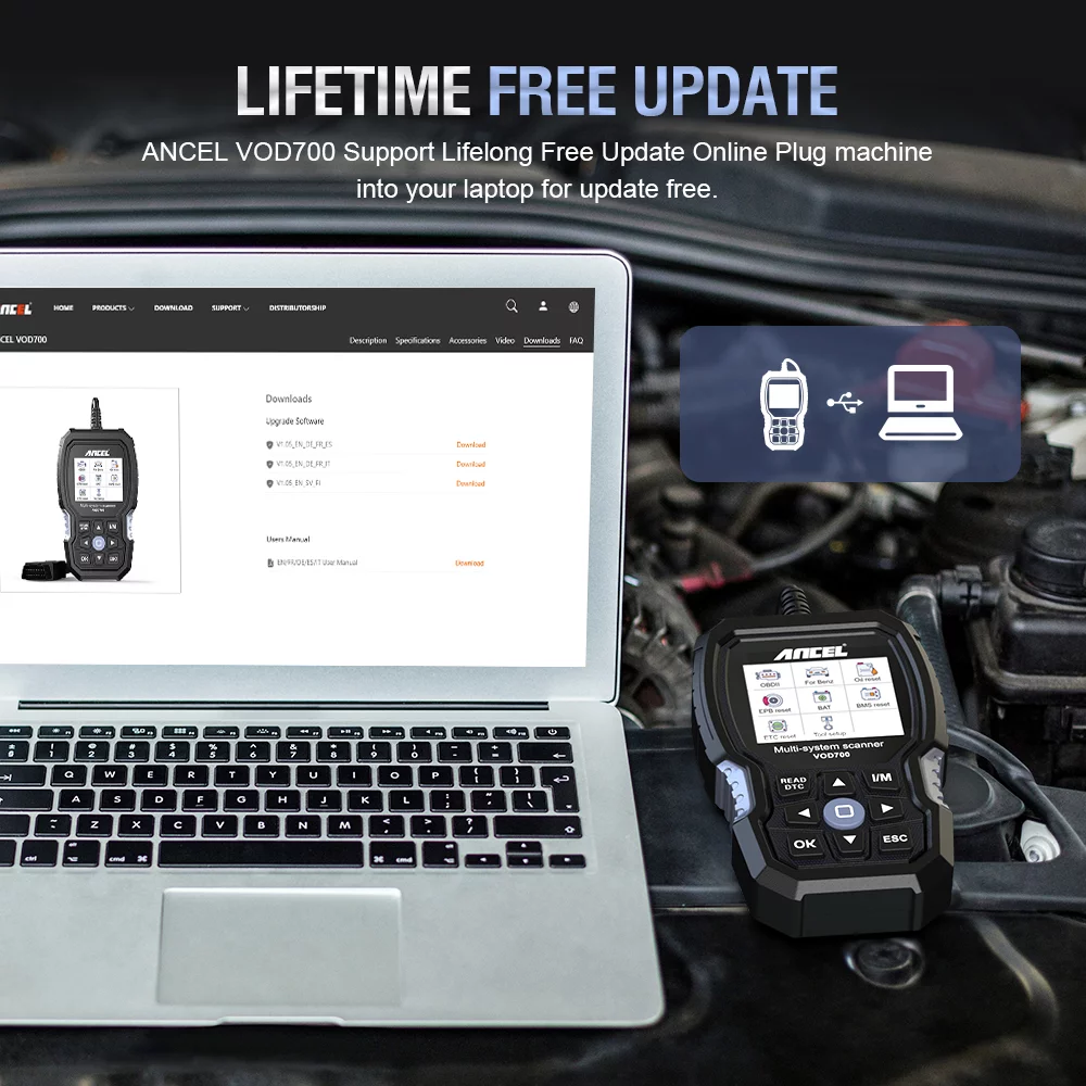 ANCEL VOD700 OBD2 Scanner for Volvo Vehicles Scan Full Systems Oil BMS EPB Reset ABS Bleeding Maintenance Service Car Code Reader Volvo Automotive