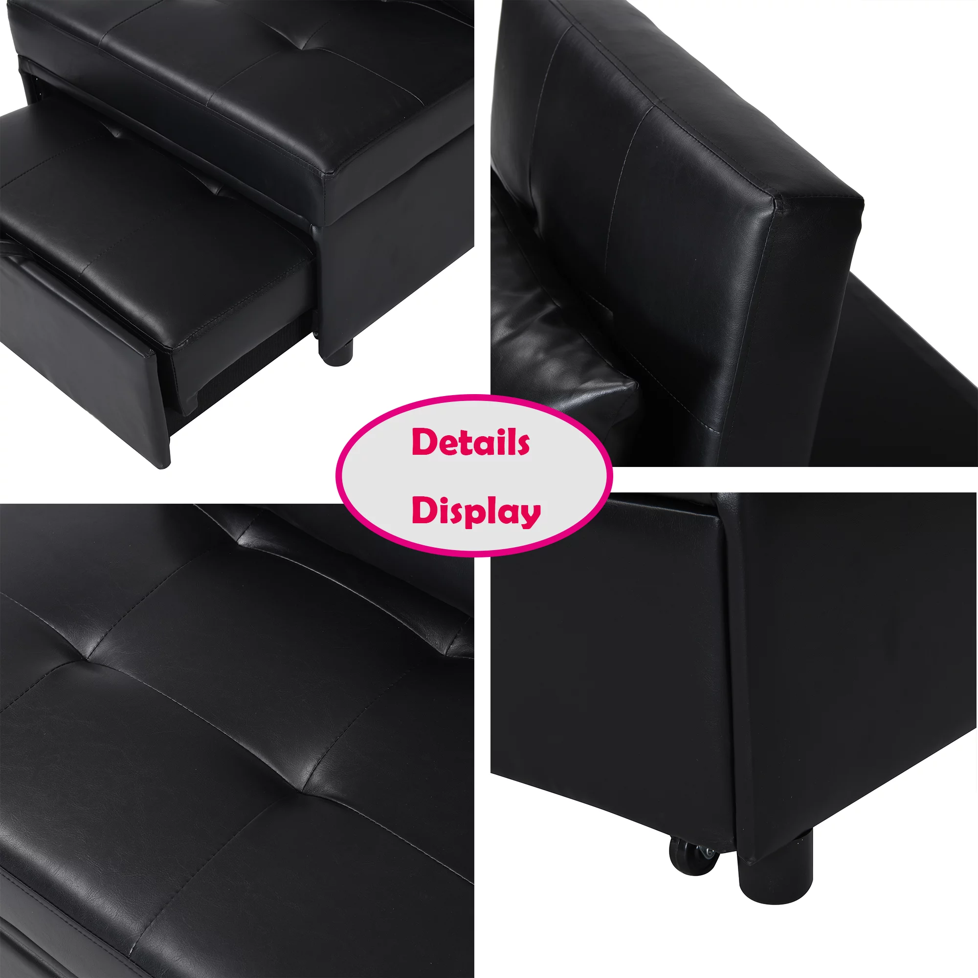 Bellemave 4 in 1 Single Sofa, Ottoman, Convertible Sofa Bed, Adjustable Chaise Lounge Recliner Chair with Pillow Folding Ottoman Sofa for Bedroom
