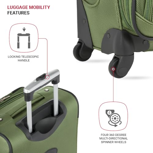 SwissGear Sion Softside Expandable Roller Luggage, Teal, 3 Piece Set (21/25/29)