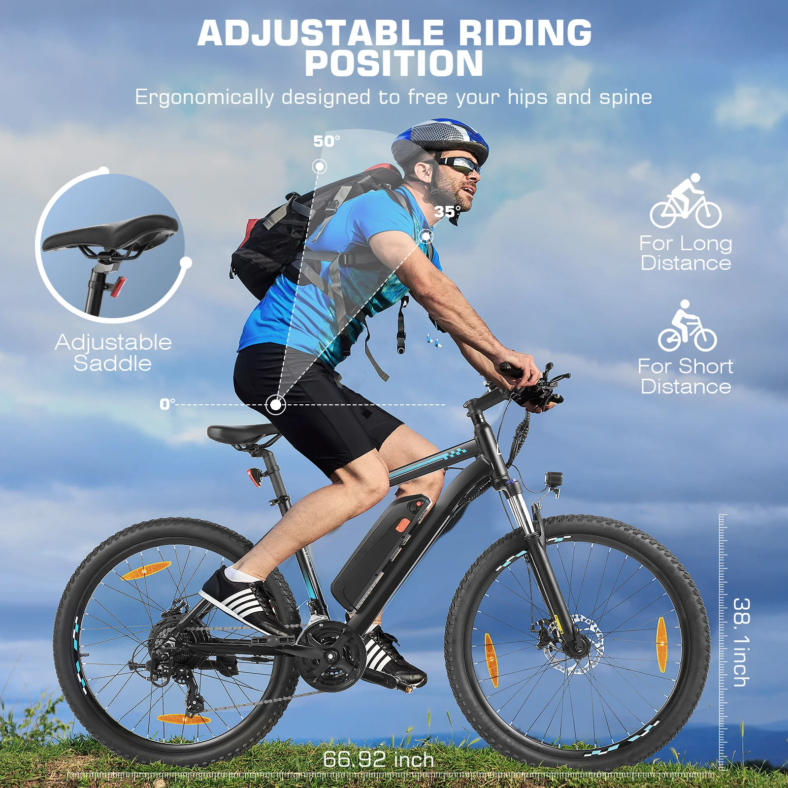 Electric Bike, Electric Bike for Adults 26" Ebike 500W Adult Electric Bicycle, 48V 10.4Ah 19.8MPH Electric Mountain Bike, Lockable Suspension Fork