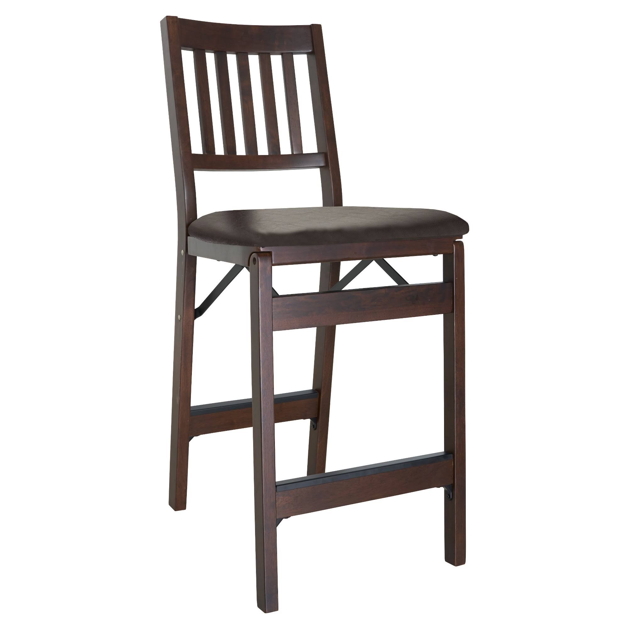 Stakmore Folding Counter Height Stools, Espresso with Bonded Leather Set of 2