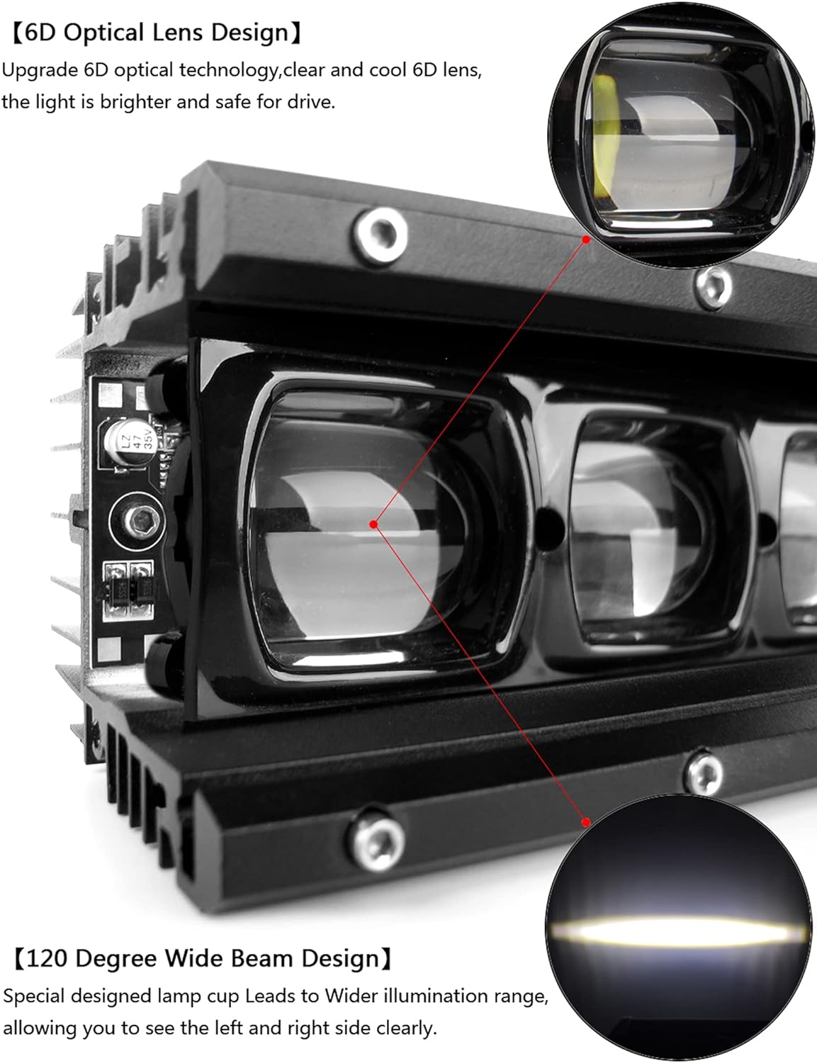 SUFEMOTEC 6D 40 Inch 180W Single Row High Power LED Light Bar for Car Truck ATV Trailer 4WD SUV 4x4 Offroad Flood Driving Bars Lights Working