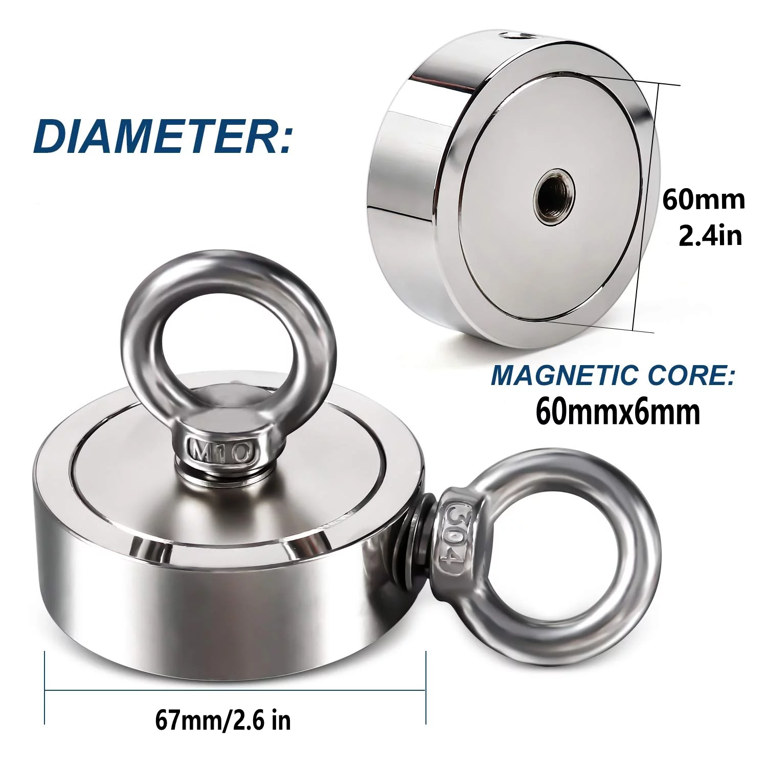 Fishing Magnet Kit 350LBS - 1300LBS Upto 1300 lbs Pull Force Strong Neodymium + Rope + Carabiner (500 LBS) - Curated Treasures Market