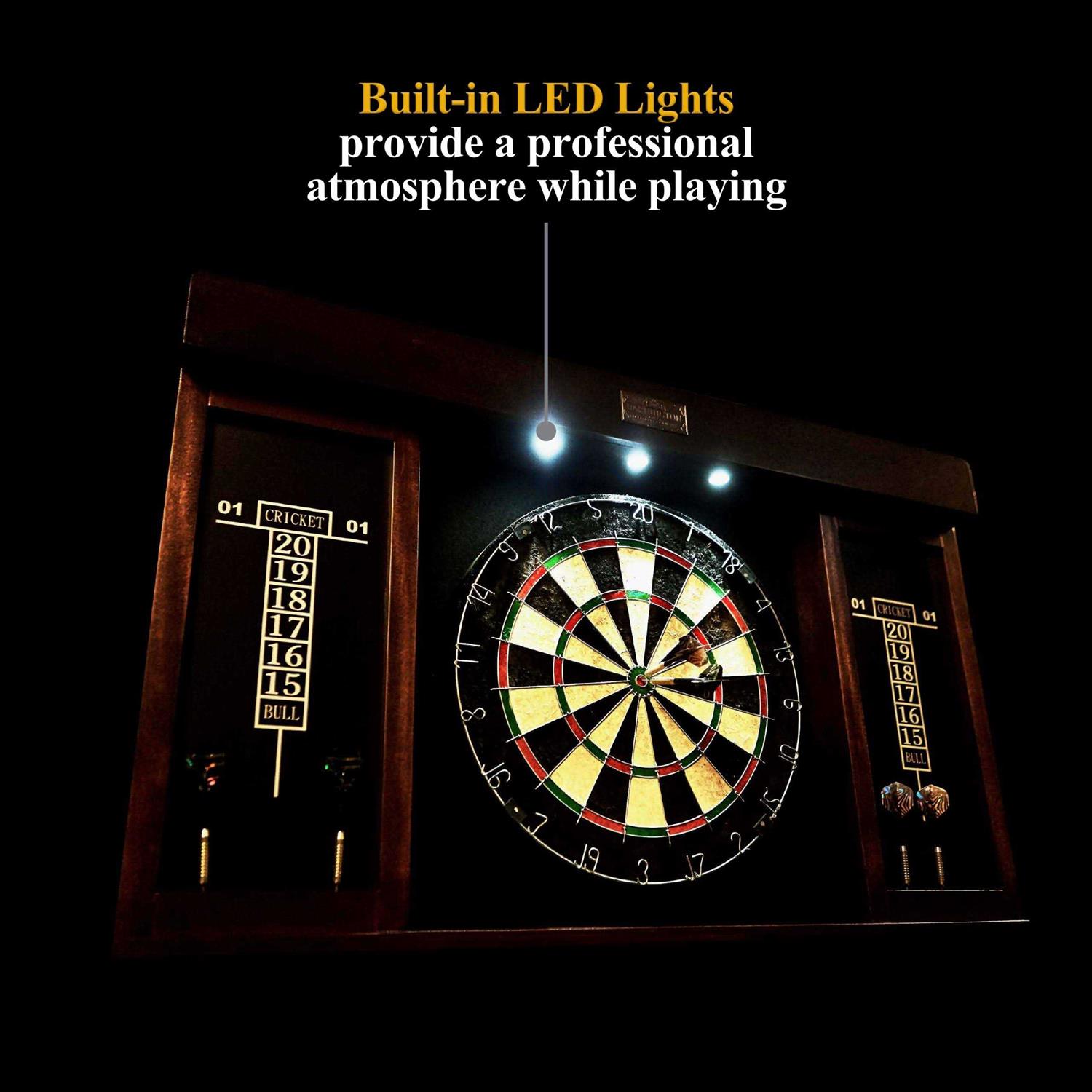 Barrington 40 Dartboard Cabinet with LED Light - Sports Supplies Online Store