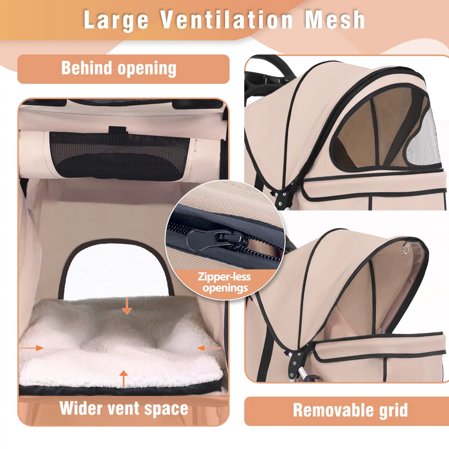 BestPet Pet Stroller Cat Dog Cage Stroller Travel Folding Carrier,Beige - Curated Treasures Market