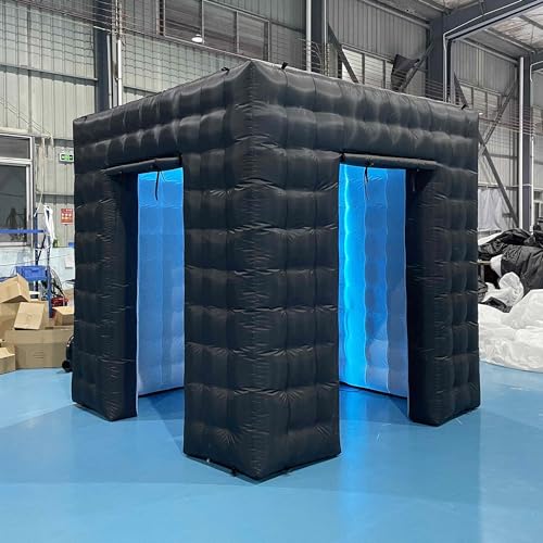 SAYOK Portable Inflatable Photo Booth Enclosure (White, Two Doors, 8.2x8.2x8.2ft), Photo Booth Tent with Air Blower and Remote Controller