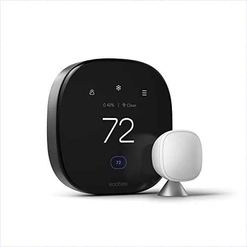 ecobee New Smart Thermostat Premium with Smart Sensor and Air Quality Monitor - Programmable Wifi Thermostat - Works with Siri, Alexa