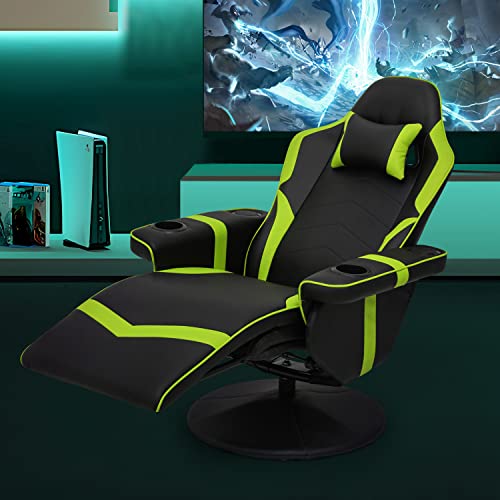 Magshion Massage Gaming Recliner Chair, 360° Swivel PU Leather Reclining Chair with Adjustable Backrest, Footrest
