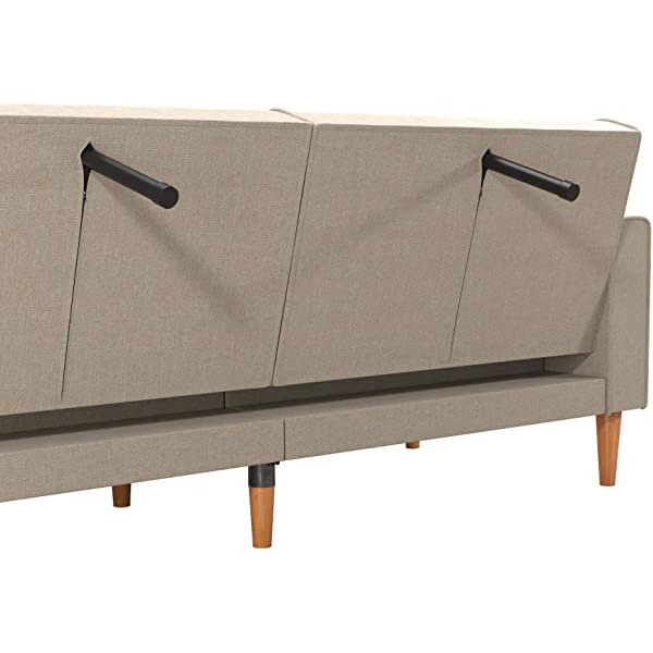 Mr. Kate Stella Vintage Convertible Sofa Bed Futon, Tan Linen