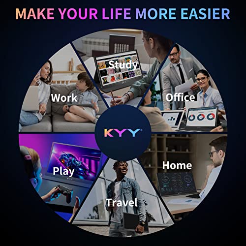 4K Portable Monitor - KYY 15.6'' 3840x2160 UHD USB-C Monitor, 100% Adobe RGB, 400cd/㎡
