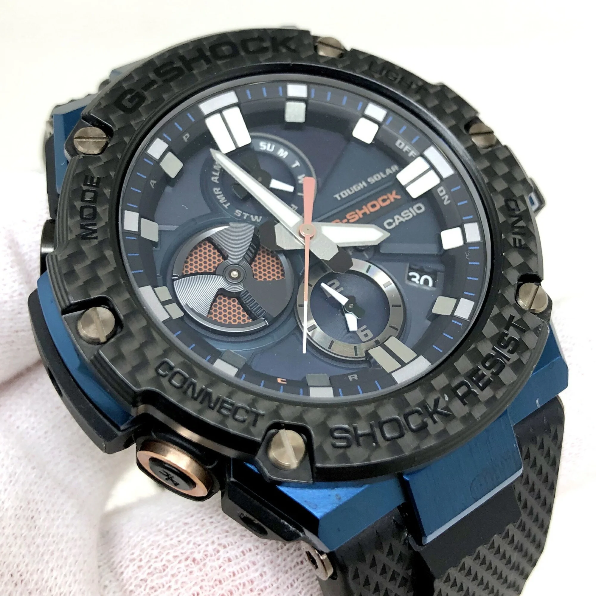 Pre-Owned CASIO Casio G-SHOCK Watch GST-B100XB-2A G-STEEL G Steel Bluetooth Equipped with Toughness Carbon Smartphone Link Tough Solar Black Blue