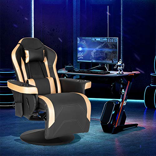 Modern-Depo Gaming Recliner Chair with Speakers, Massage, High Back, Cupholder, Headrest, Lumbar Support