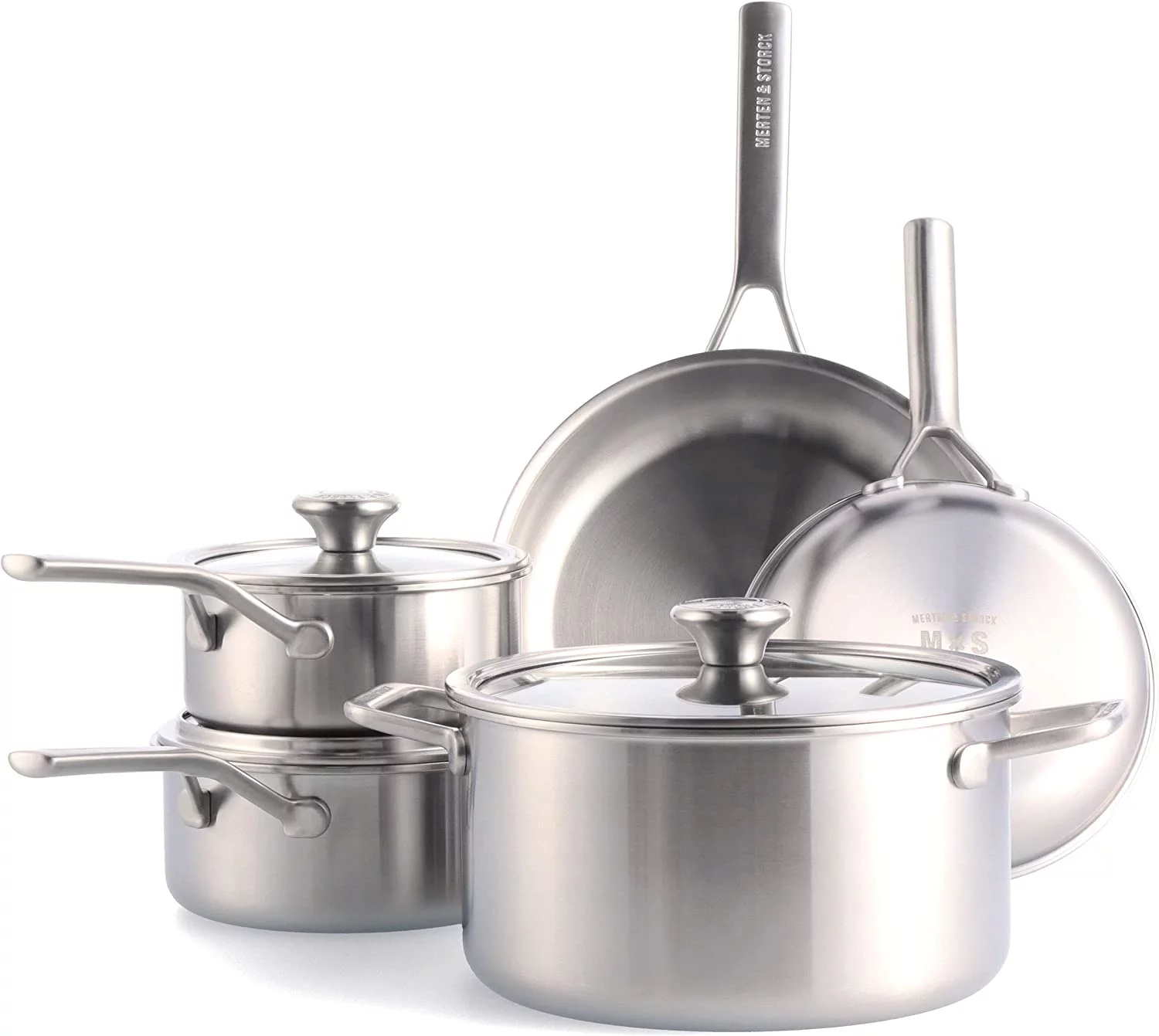 &amp; Storck Tri-Ply Stainless Steel Induction 14 Piece Cookware Pots and Pans Set  Multi Clad  Oven Safe  Silver