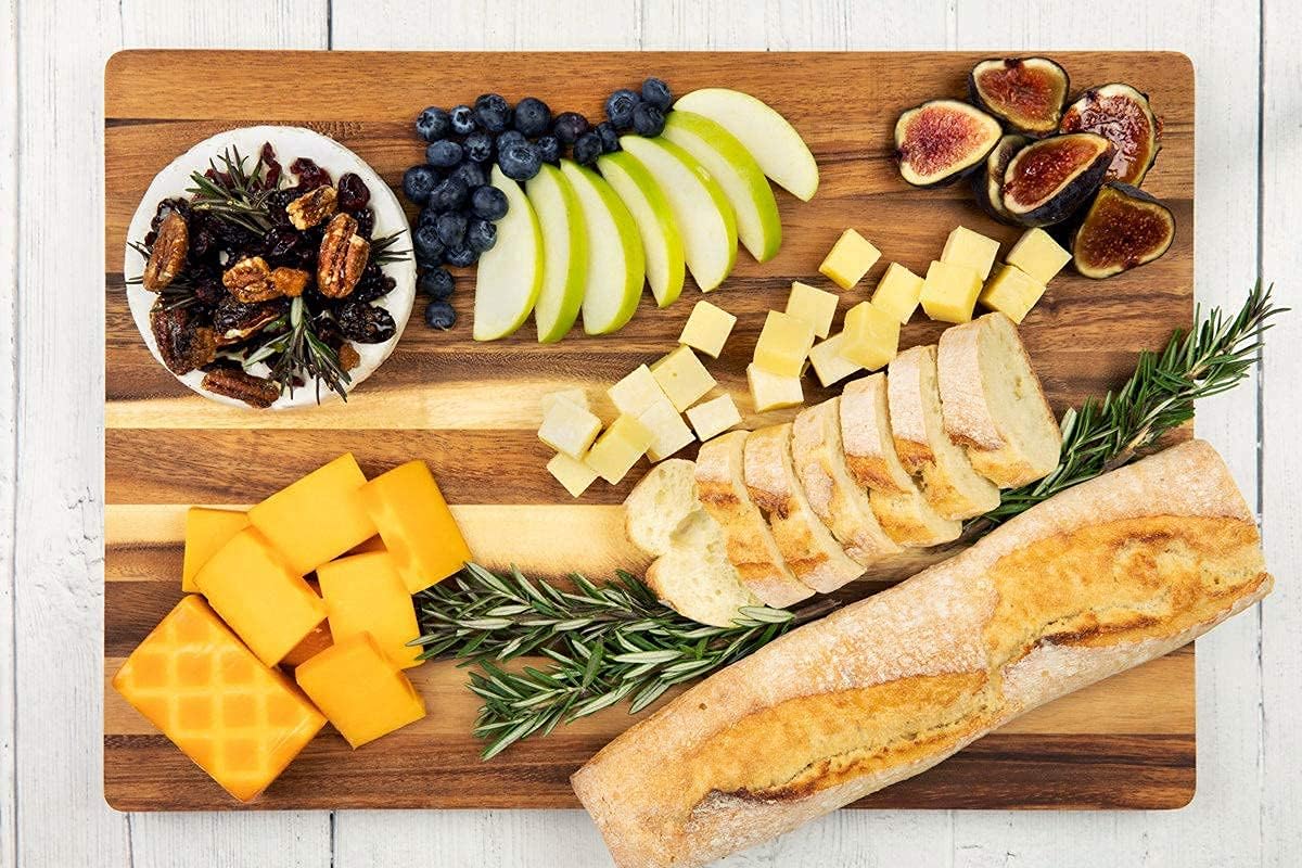 Villa Acacia Extra Large Wood Cutting Board 24 x 18 Inch, 1.5 Inches Thick, Reversible Wooden Kitchen Block