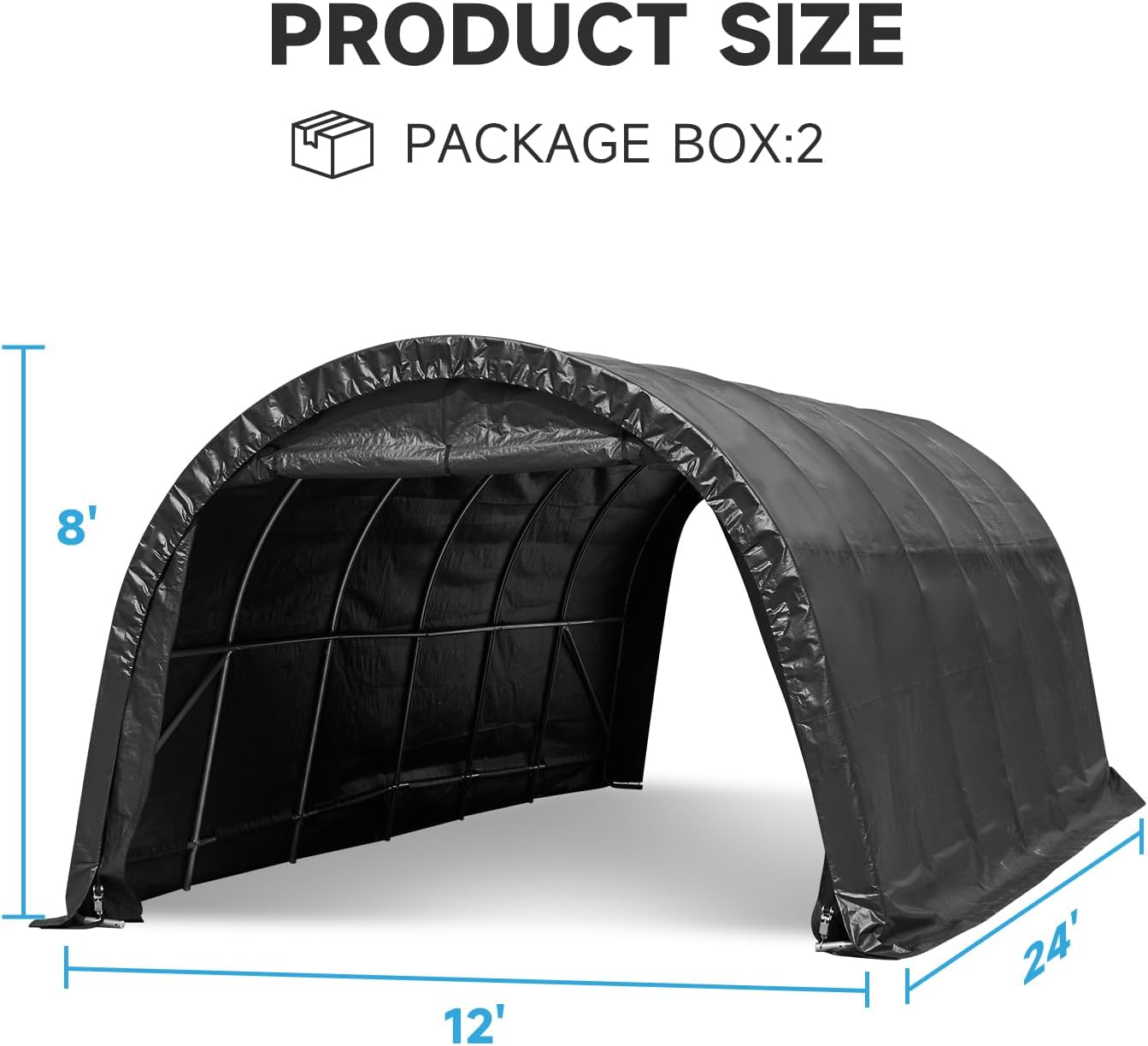 MELLCOM 12 x 24 FT Heavy Duty Carport, Portable Garage with All-Steel Metal Frame and Round Style Roof