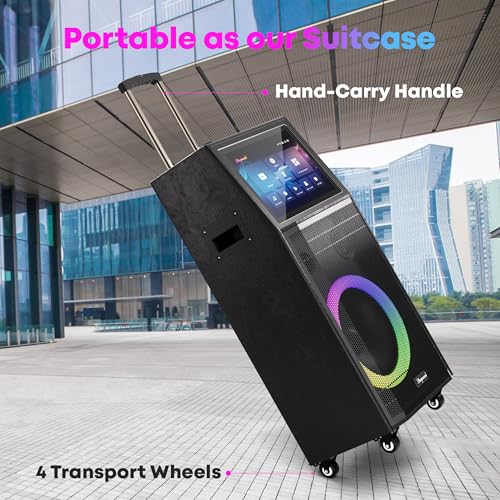Karaoke Machine for Adults, with Lyrics Display, Smart Portable Big Bluetooth Speaker 2 Wireless Microphones