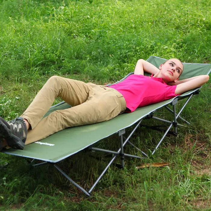 KingCamp Strong Stable Folding Camping Bed Cot with Carry Bag (Green)