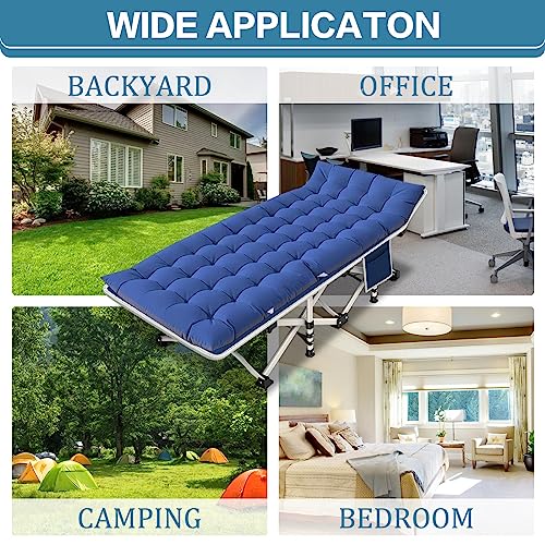 2 Pack Camping Cot with Mattress Comfortable Cot Bed Folding Cot Heavy Duty Cots for Sleeping with Carry Bag for Adults Kids Guest Bed Outdoor Indoor