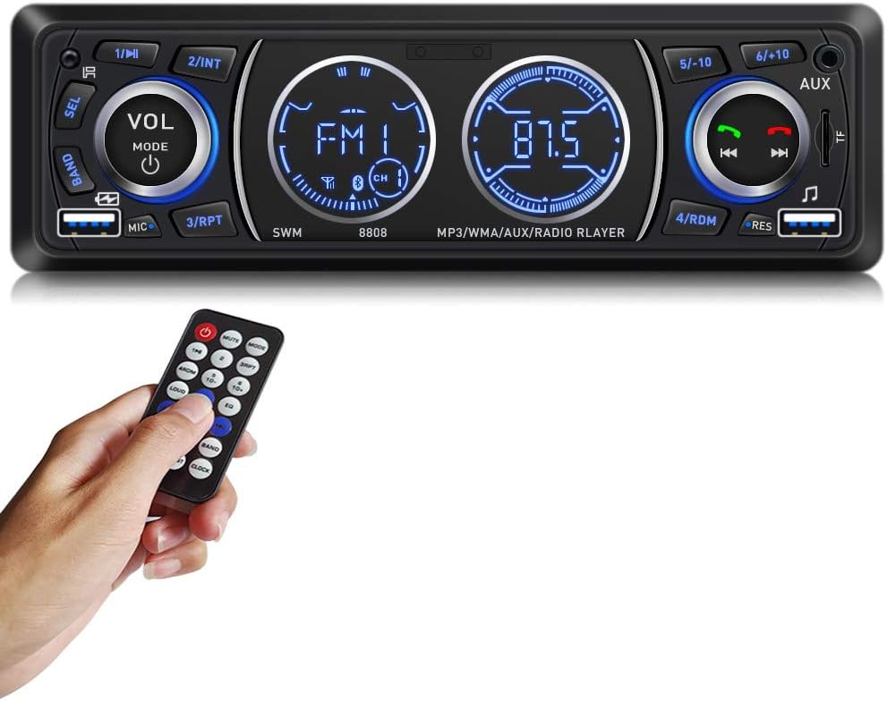 SOVLONG Car Stereo with Bluetooth Single din in Dash car Stereo aduio stereos for car Support USB Port, SD Card AUX in with Remote Control Pack of 2