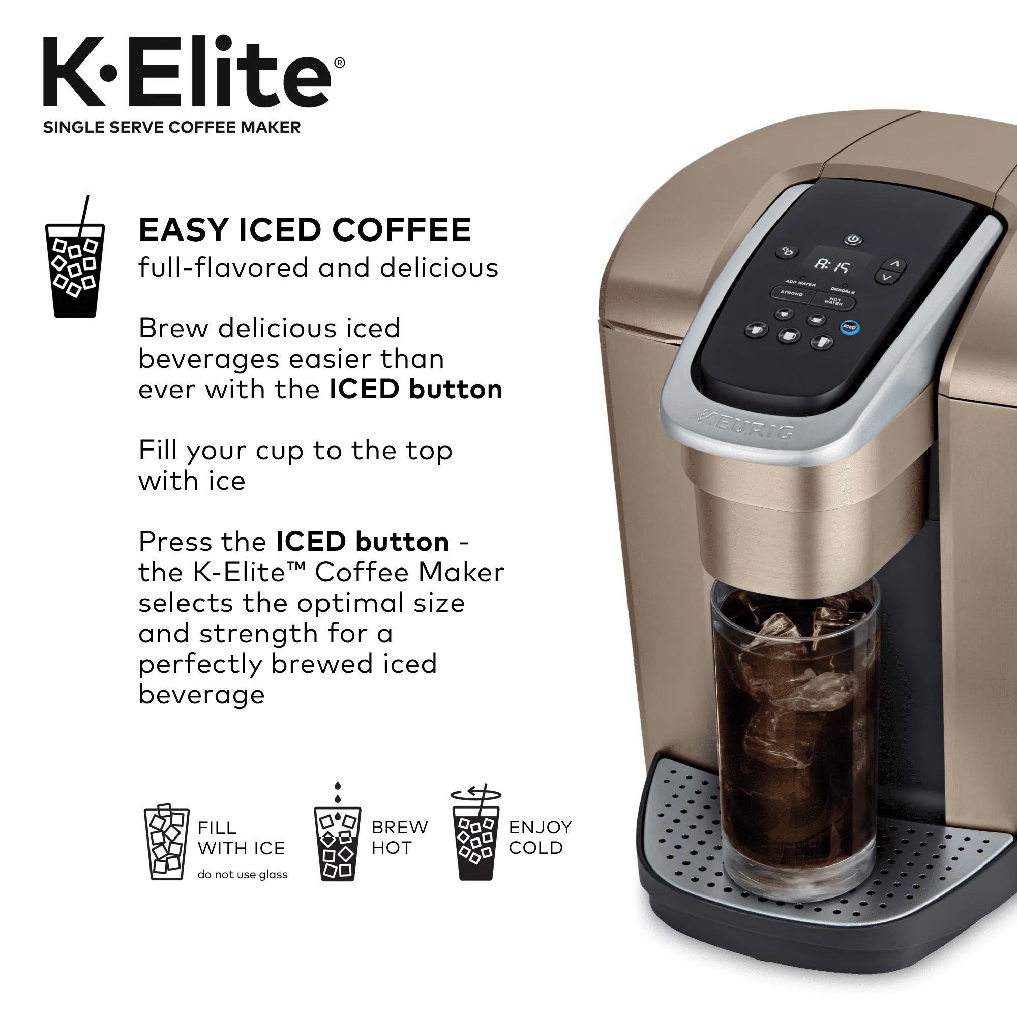 Keurig K-Elite, Single Serve K-Cup Pod Coffee Maker, Brushed Gold