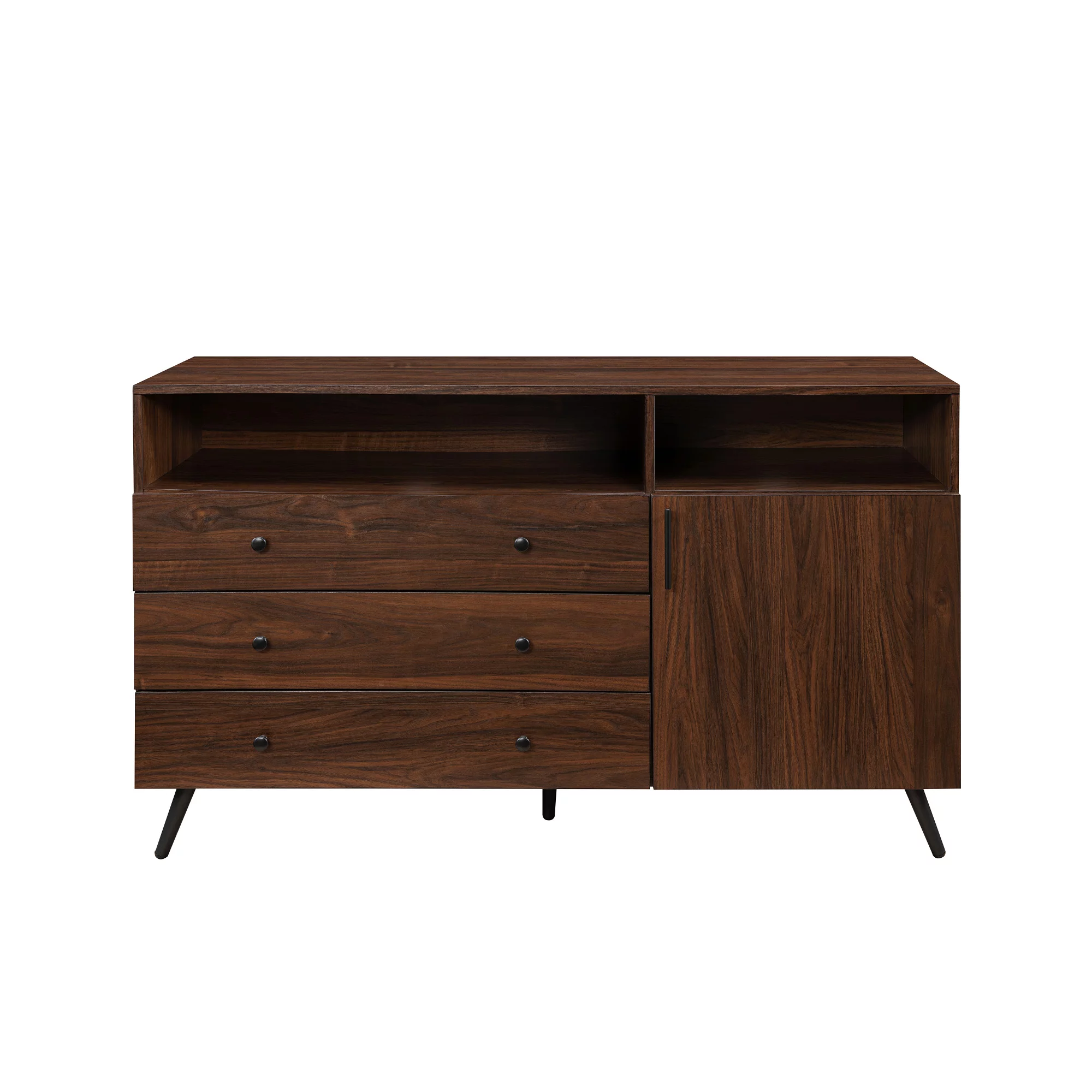 Walker Edison Mid-Century Modern 3-Drawer Sideboard, Dark Walnut