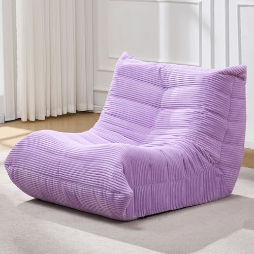 Bean Bag Chairs for Adults Giant Bean Bag Chair Memory Foam BeanBag Chair Big Bean Bag Sofa with Filler Faux Fur Fireside Beanbags Lazy Sofa for
