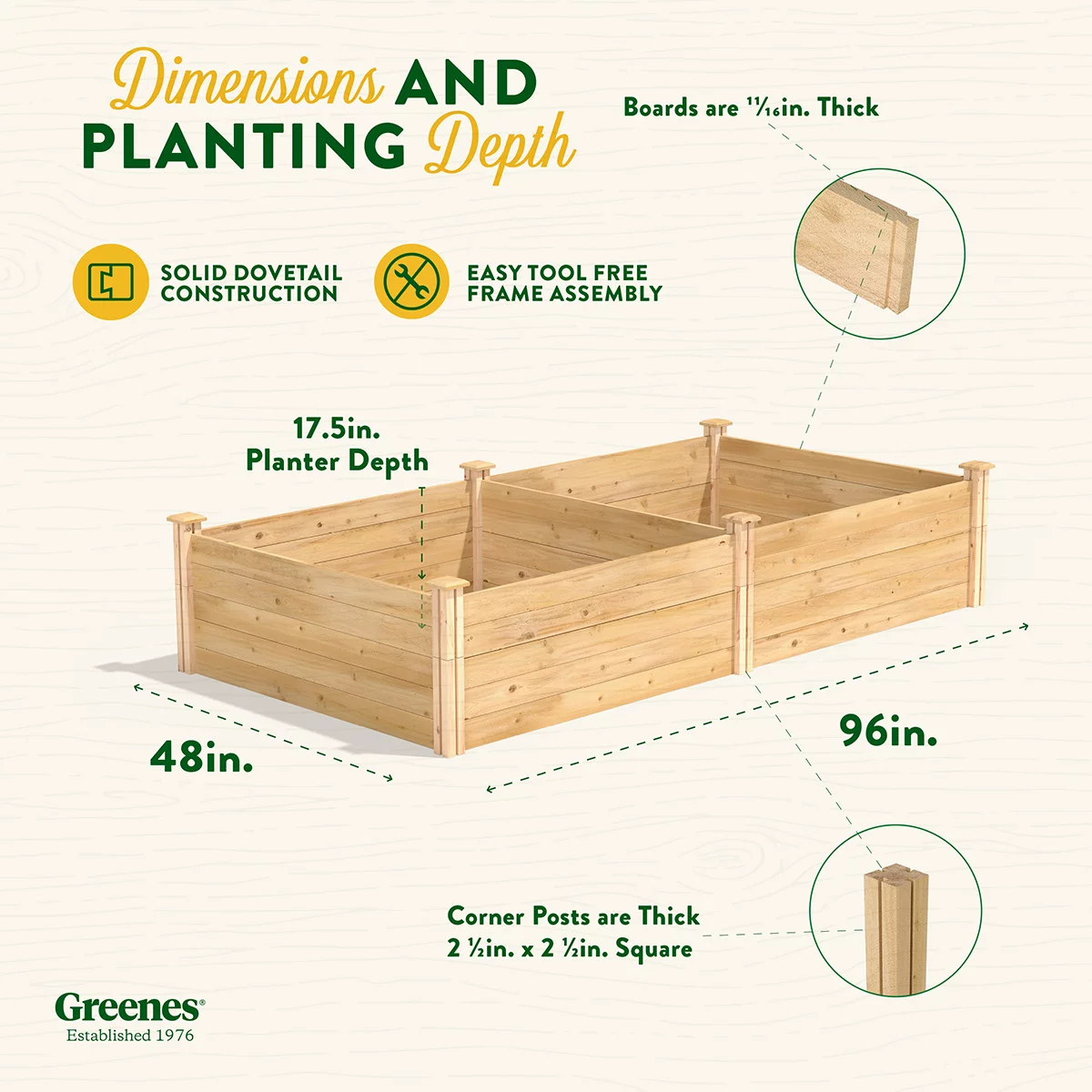 Greenes Fence 48" x 96" x 17.5" Cedar Raised Garden Bed