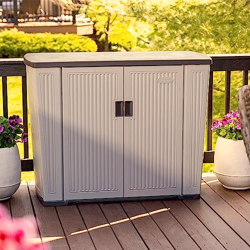 Suncast Outdoor Storage Shed for Patio and Garden, Backyard Oasis, 130 Gallon, Dove Gray