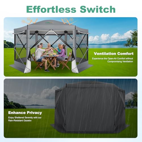 COBIZI 12x12ft Pop up Gazebo Screen Tent Screen House for Camping, Camping Outdoor Screened Gazebo, Canopy Tent