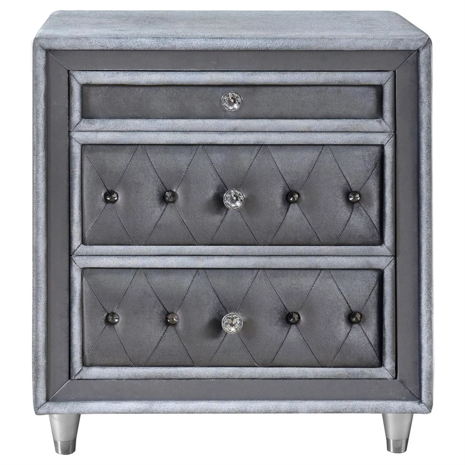 Maklaine 4-Piece Velvet Upholstered Tufted Queen Bedroom Set in Gray