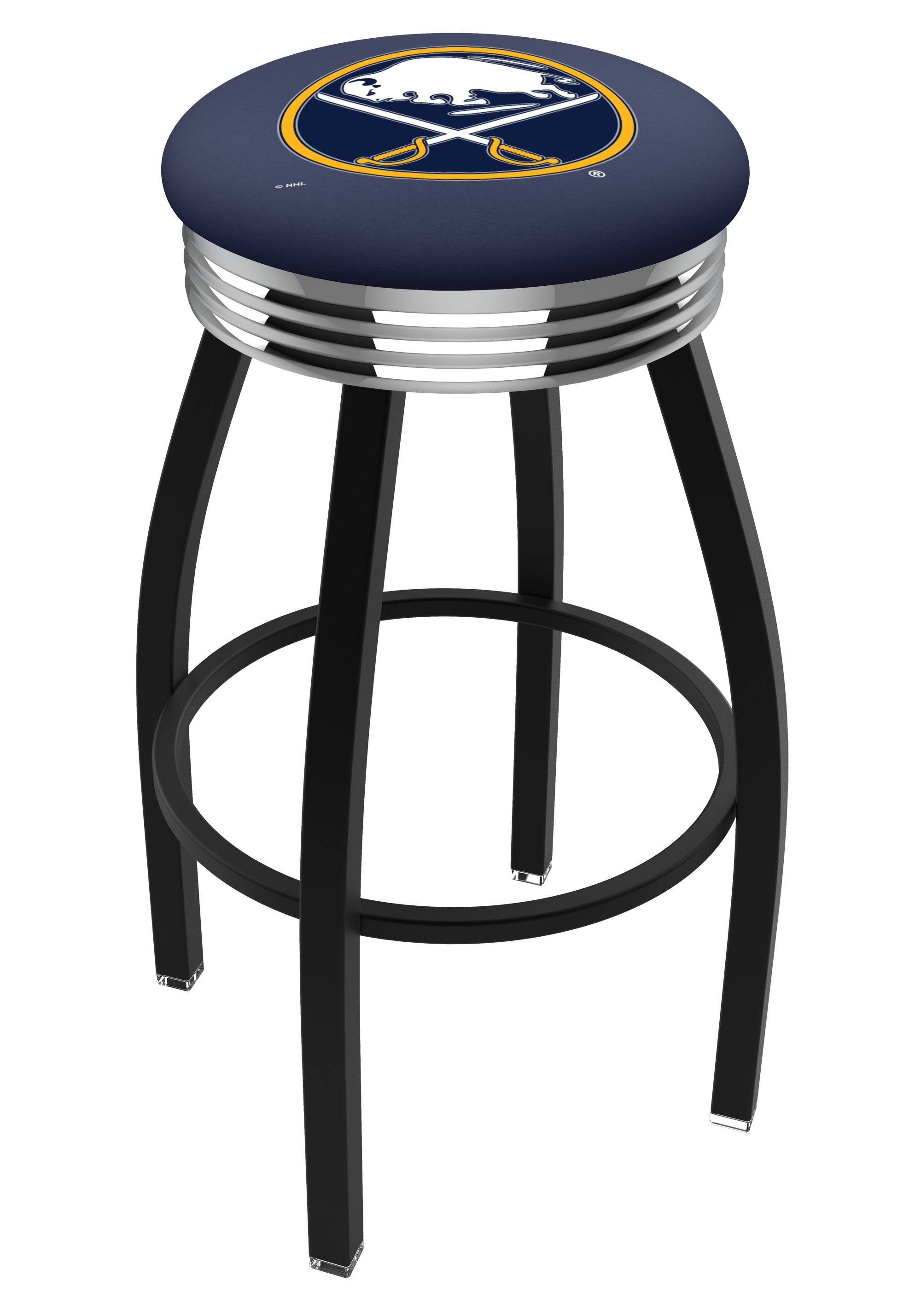 Holland Bar Stool 30x22 L8B3C - Black Wrinkle Buffalo Sabres Swivel Bar Stool with Chrome