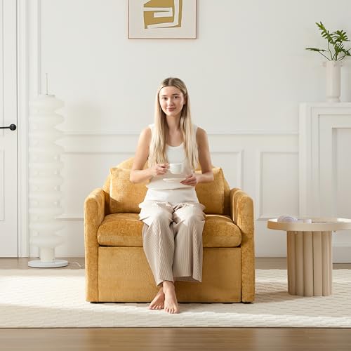 360 Swivel Accent Barrel Chair with Storage Ottoman & Headrest
