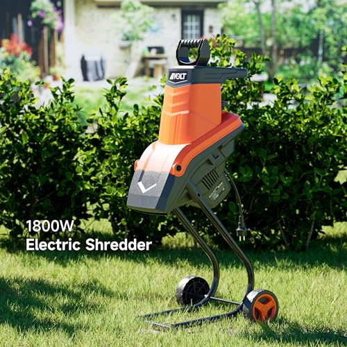 AIVOLT Wood Chipper Shredder 1800w Electric Leaf Mulcher Shredder with Collection Bag 1.8-inch Cutting Diameter 15-Amp for Mulching