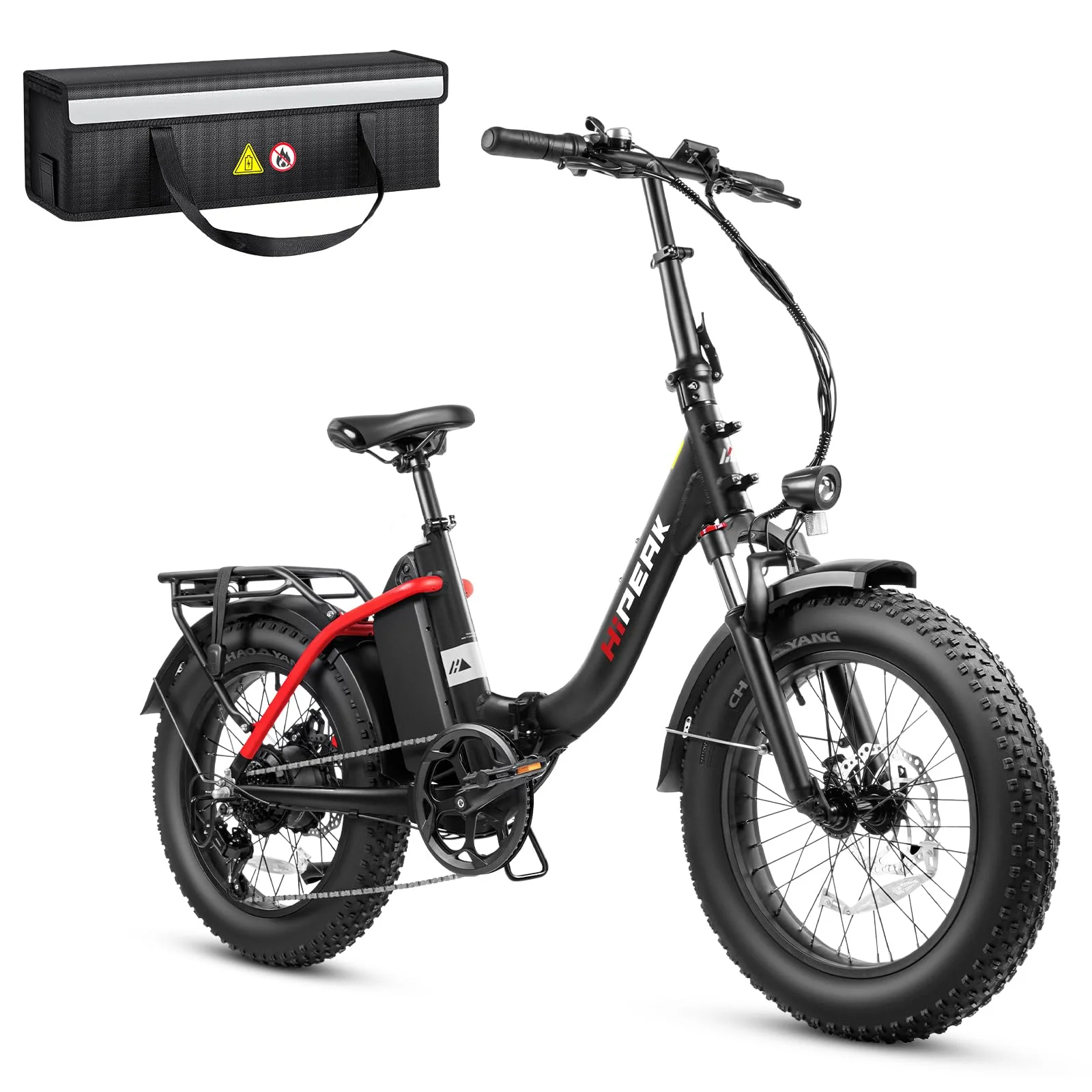 Hipeak 750W Electric Bike for Adults Folding Ebike 48V 15Ah 20 x 4.0 Fat Tire Electric Bike with Removable Battery
