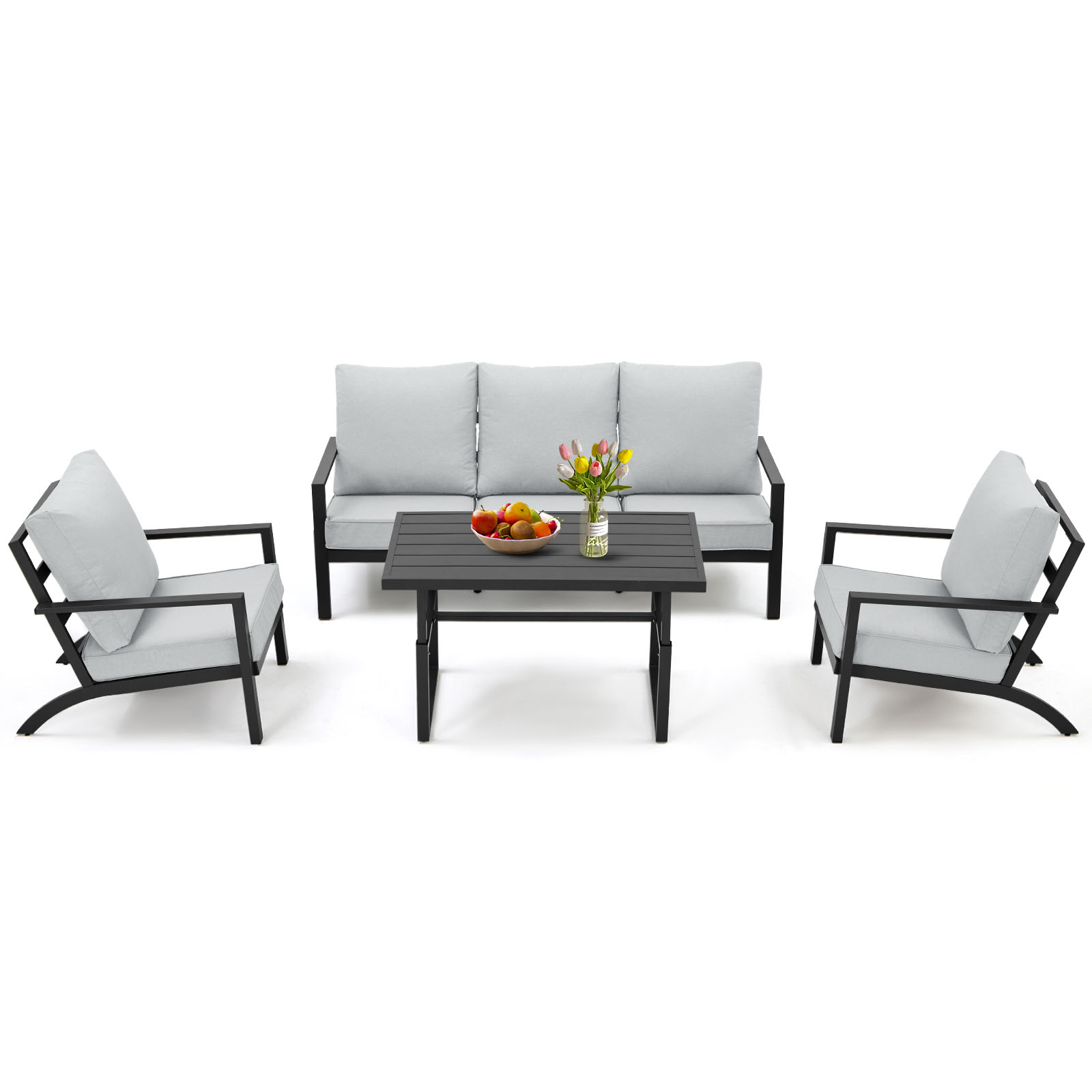 AECOJOY Aluminum Patio Furniture Set Modern Metal Outdoor Patio Furniture Clearance, Adirondack Patio Conversation Sets for Lawn, Backyard