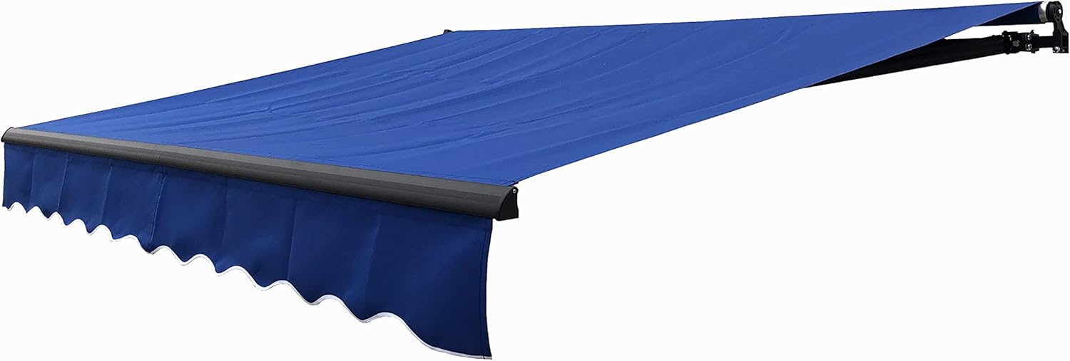 ALEKO Retractable 16x10 Feet Motorized Black Frame Patio Awning - 100% Polyester Canopy, Cover, Sun Shade, Shelter for Yard, Deck, Balcony