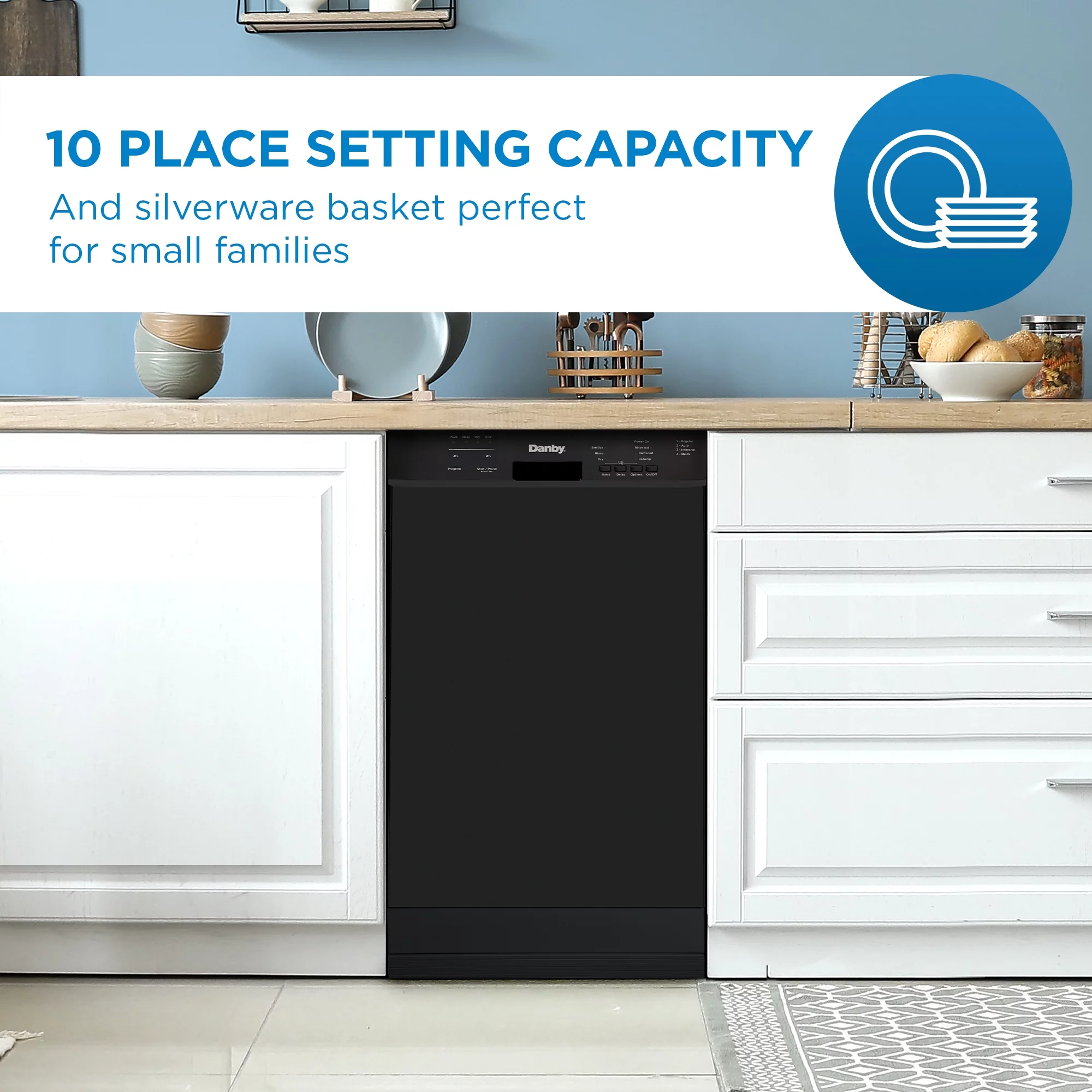 Danby DDW18D1EB 18" Wide Built-in Dishwasher in Black