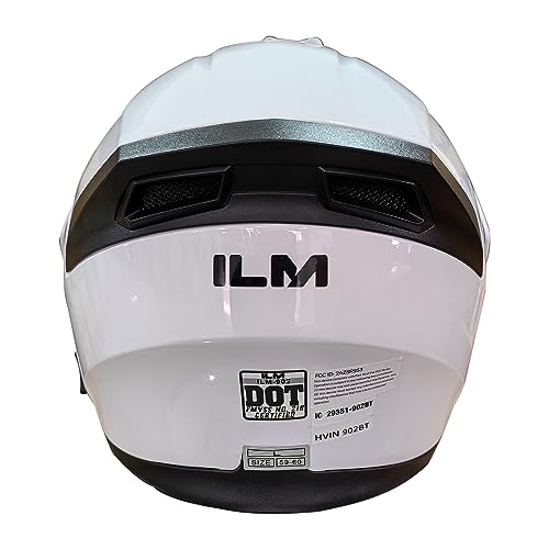 ILM Bluetooth Motorcycle Helmet Modular Flip up Full Face Dual Visor Mp3 Intercom FM Radio DOT Model 902BT(Matte Black, Large)