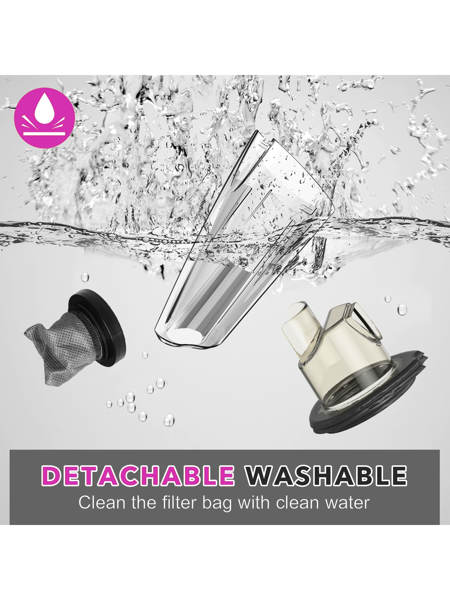 Whall Mini Vacuum Cleaners for Home Vacuum Cordless Handed Cleaner 8500 PA Strong Suction Low Noise Wet Dry Quick Charge for Car Home