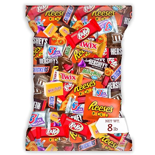 Bulk Chocolate Assortment Variety Pack - Chocolate Candy Variety Pack - 8 lb Bag of Mixed Bulk Chocolate, Milk Chocolate, Dark Chocolate