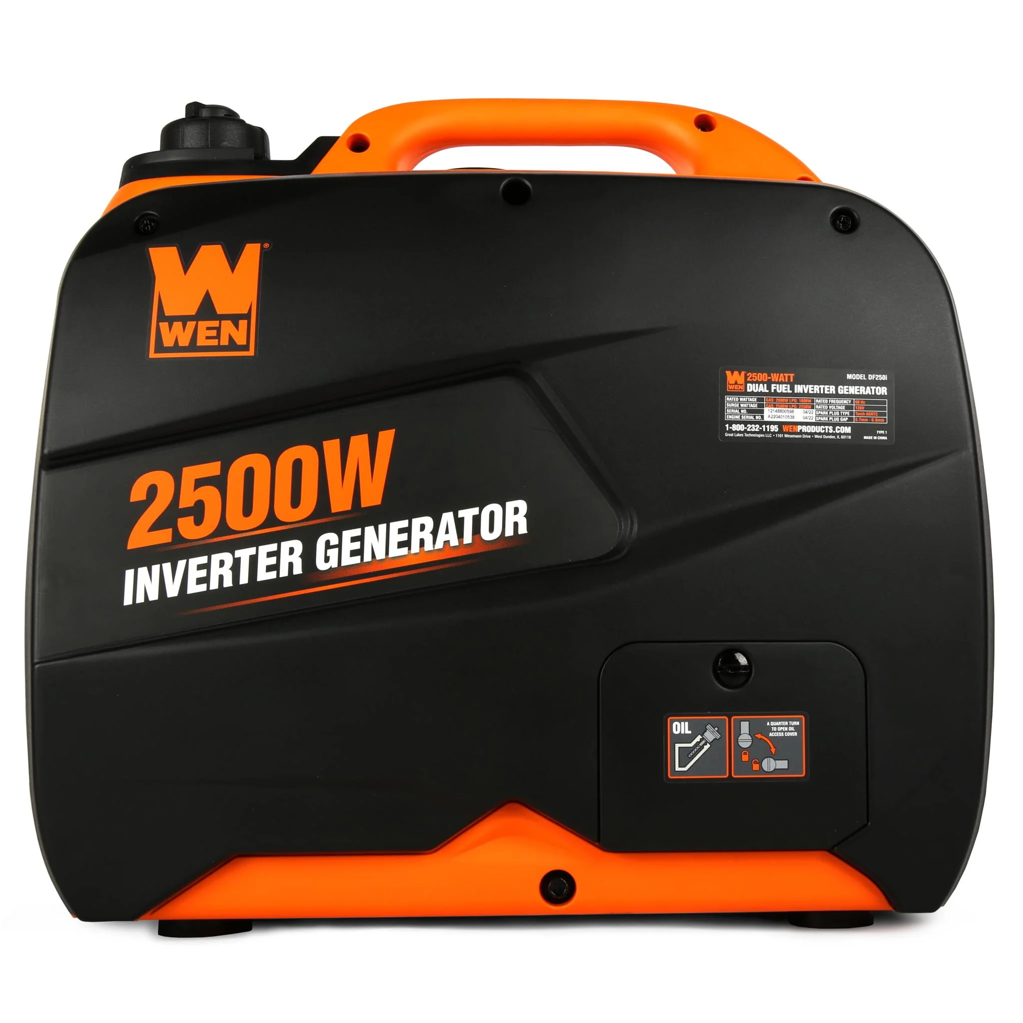 WEN Super Quiet 2500-Watt Portable Dual Fuel Inverter Generator with Fuel Shut-Off and CO Sensor