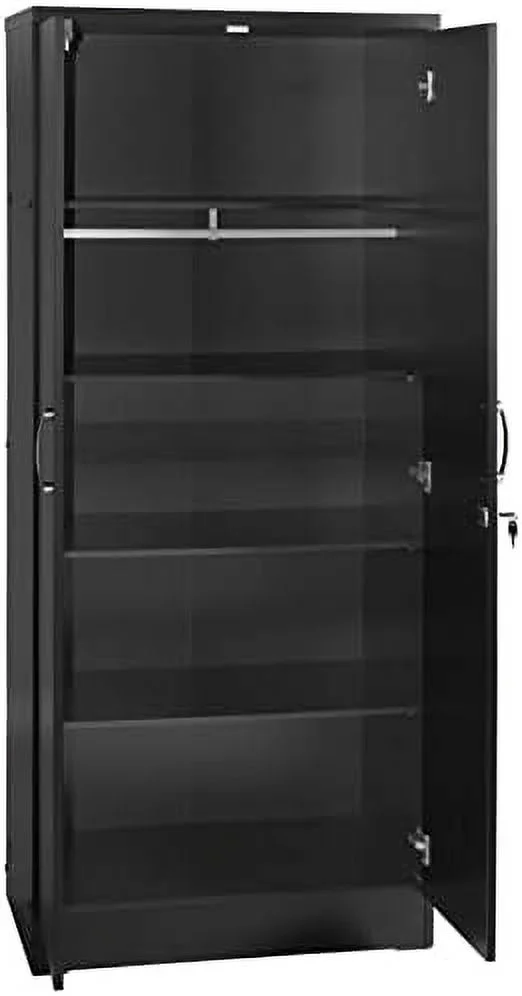 Modern Wood Two Door Armoire Wardrobe Cabinet In Black