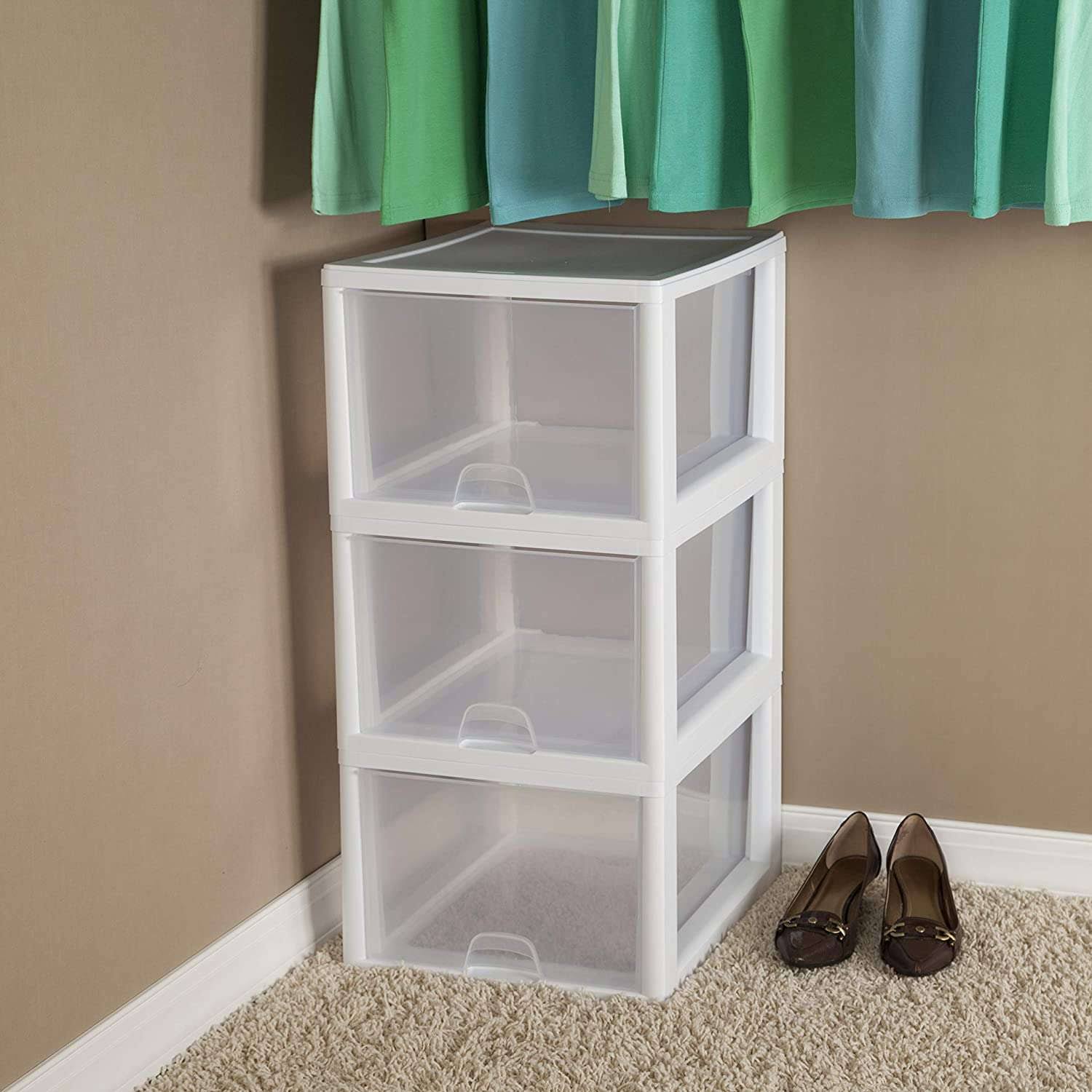 Sterilite, 27 Qt./26 L Stacking Drawer, White, Case of 4